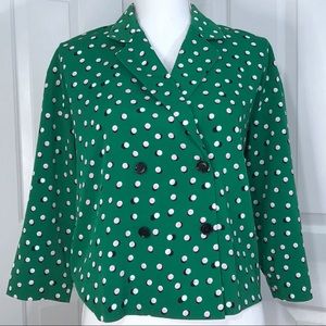 JUCY JUDY green double breasted polka dot jacket XS